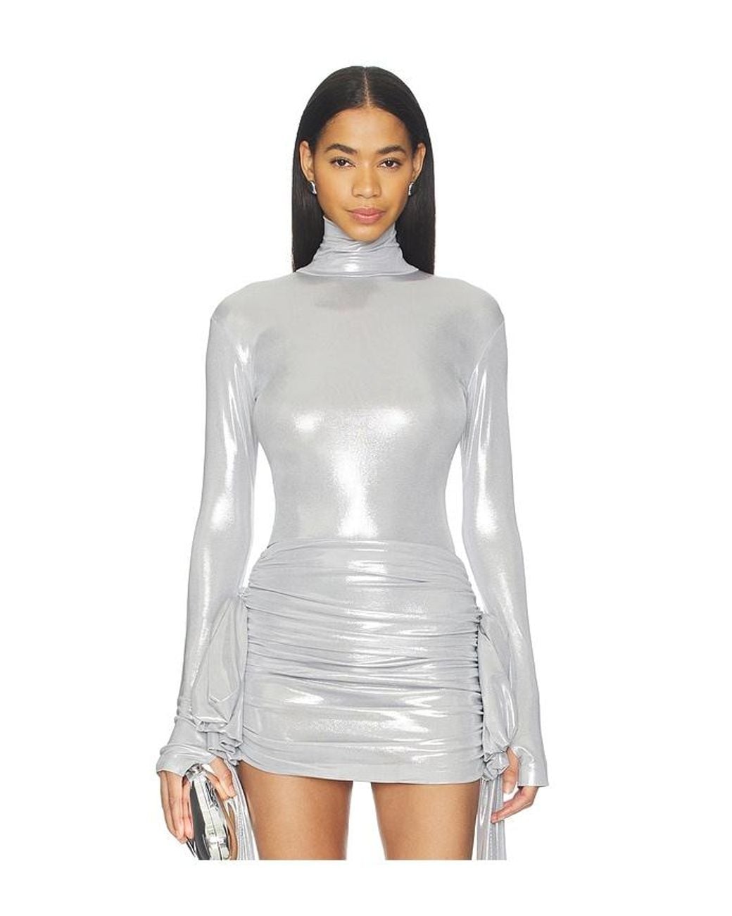 Norma Kamali White Slim Fit Long Sleeve Turtle Top