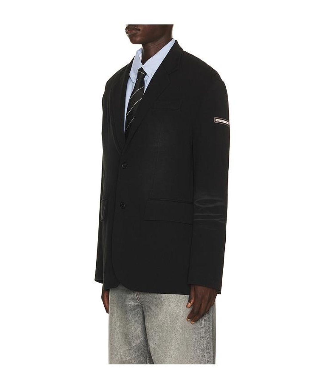 we11done Black Washed Jersey Blazer for men