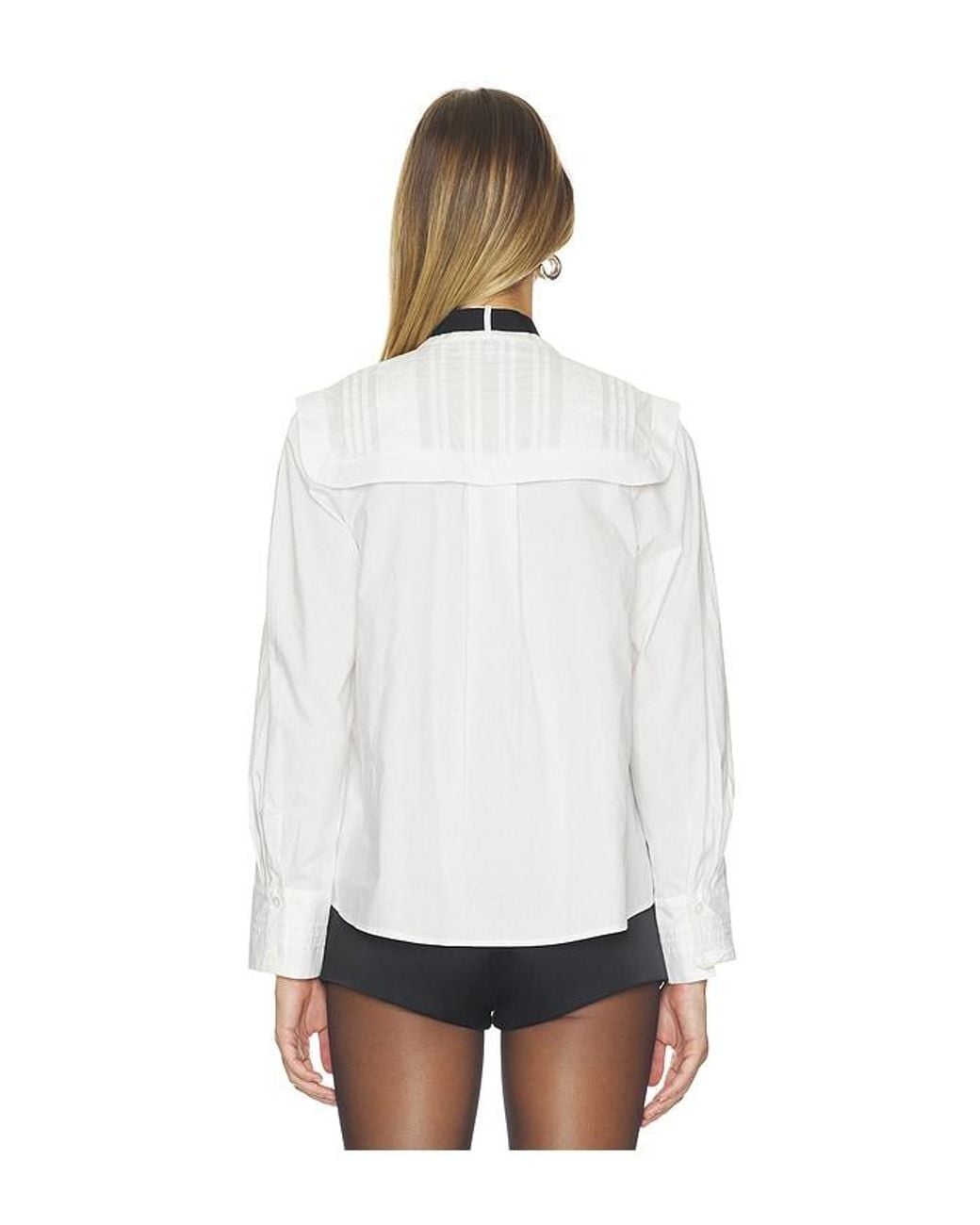 Sea White Kathleen Tuxedo Button Down Top