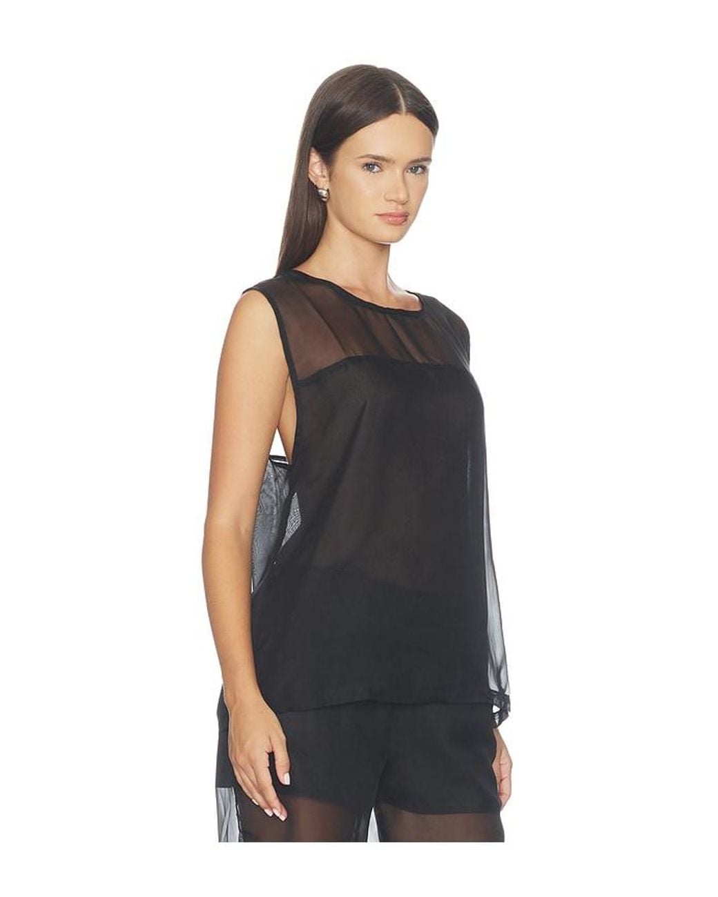 WeWoreWhat Black Sheer Boxy Tank Top