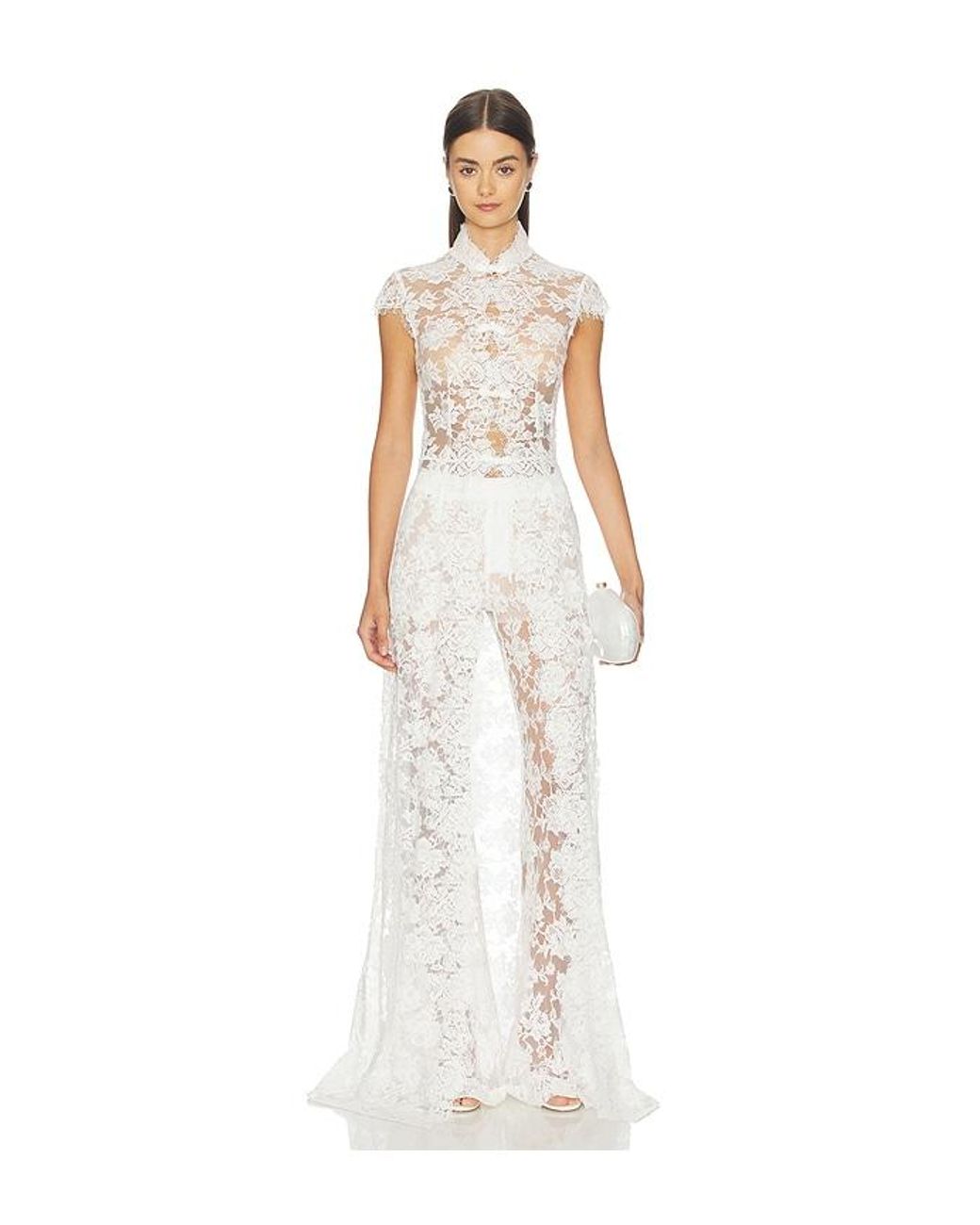 SAU LEE White Saphina Lace Top