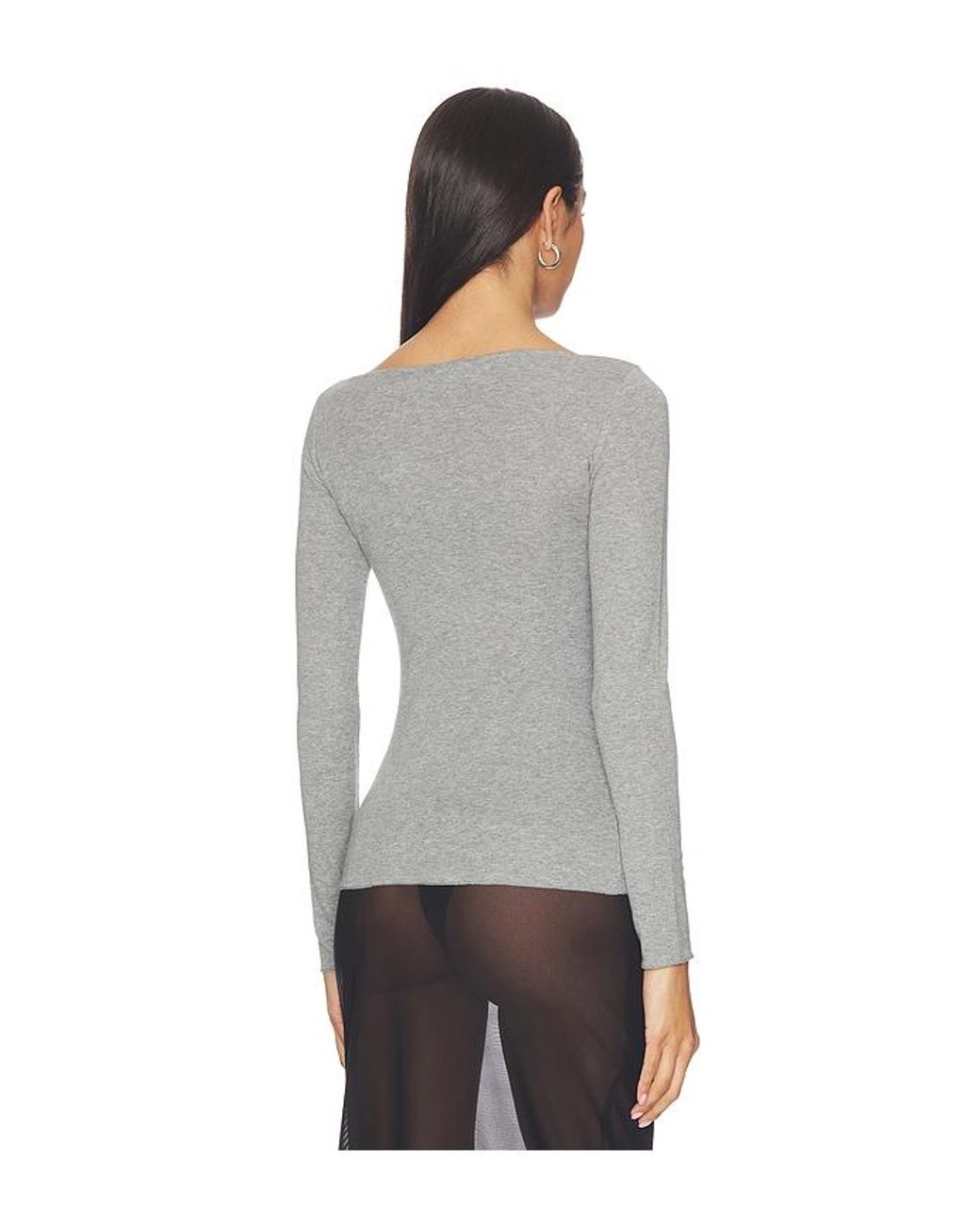 AYA MUSE Gray Boatneck Long Sleeve Tee