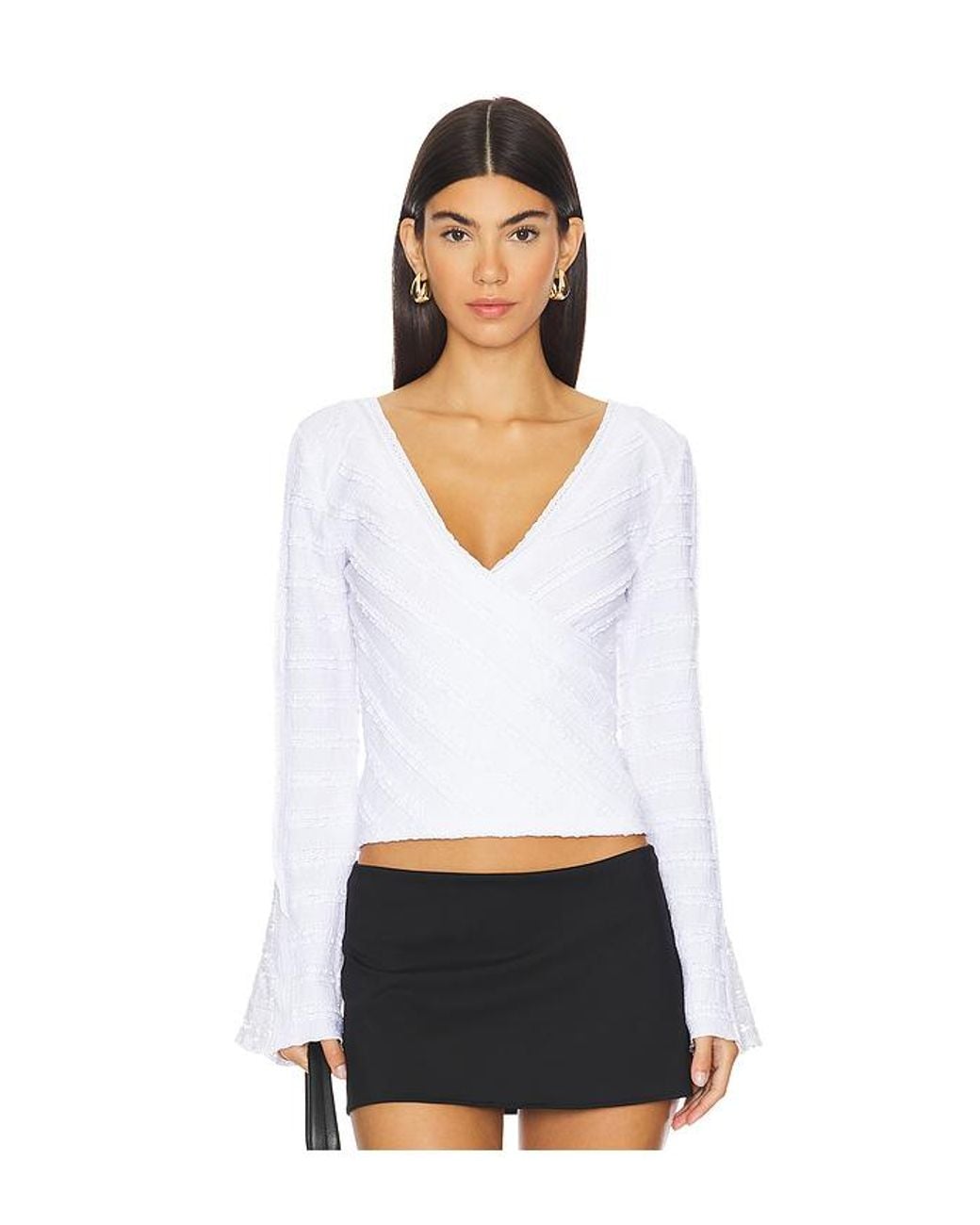 Free People White Rocky Long Sleeve Top