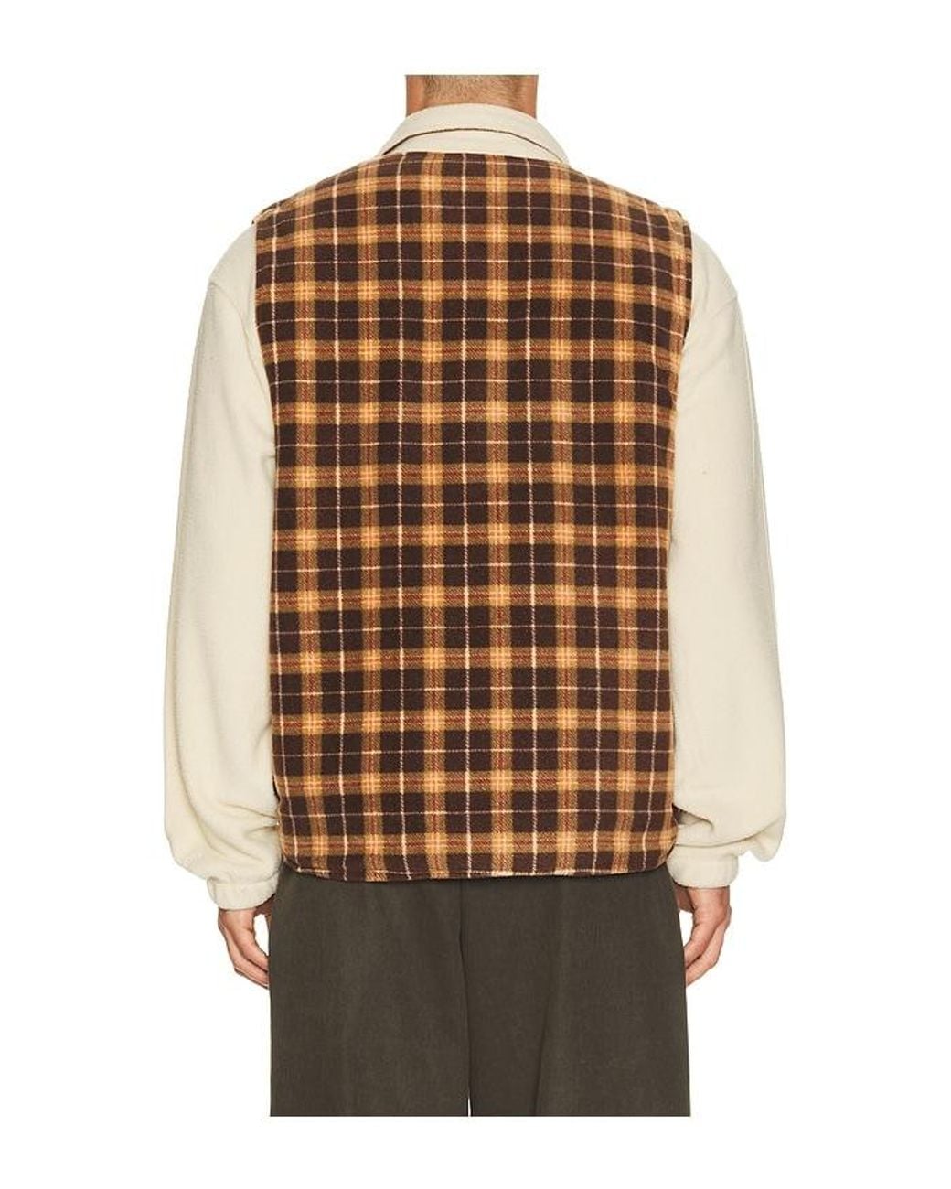KAPPY DESIGN Brown Reversible Nylon Check Vest for men