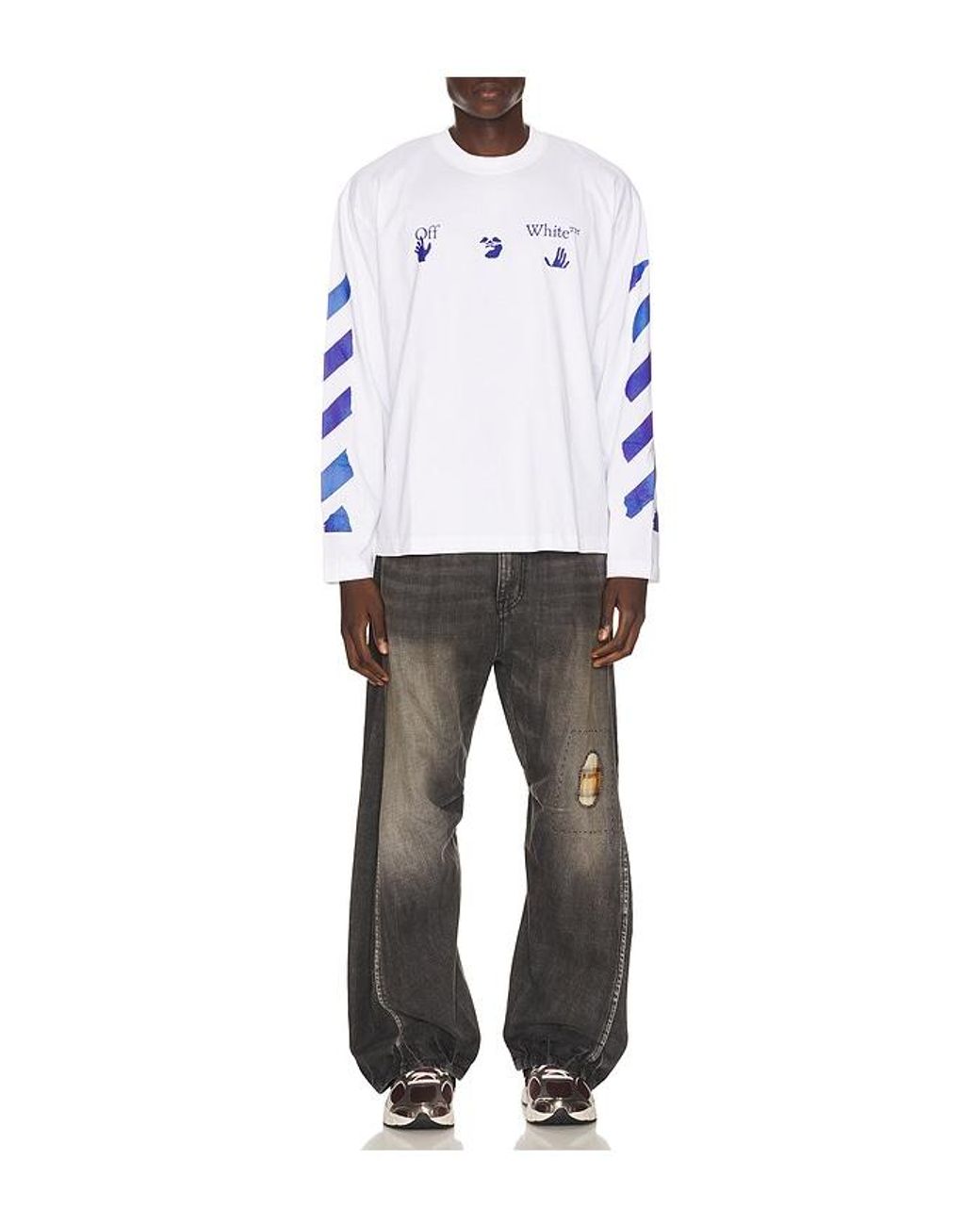 Off-White c/o Virgil Abloh Blue Bacco Arrow Skate Long Sleeve Tee for men