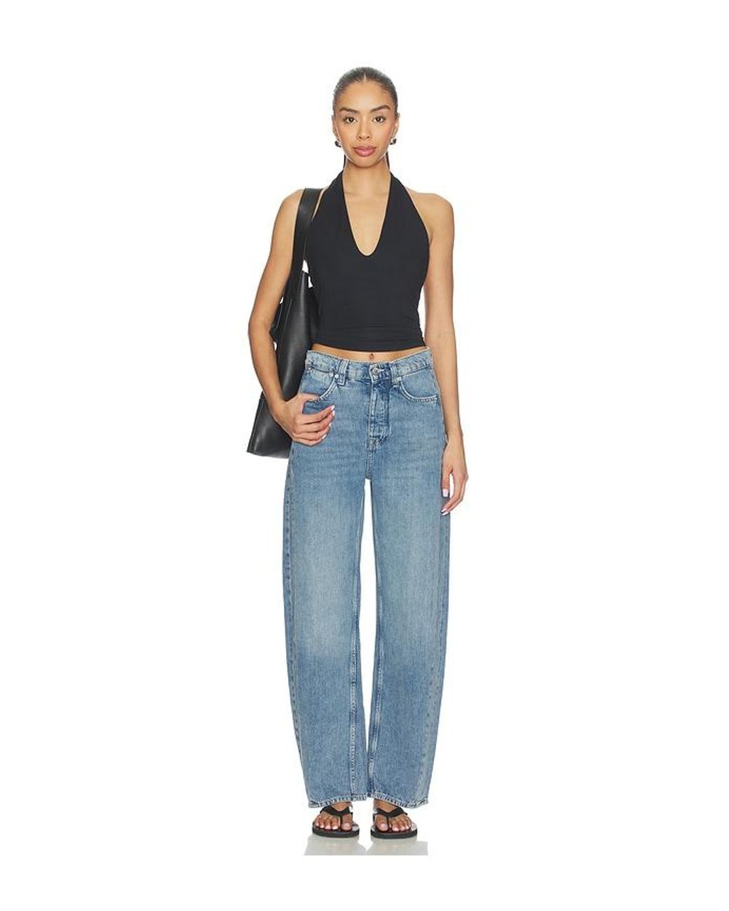Free People Blue X We The Free Truro Baggy Puddle Jean