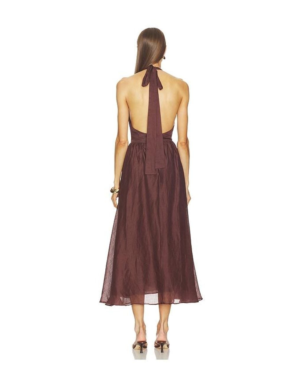 Bardot Red Cavarly Ramie Halter Dress
