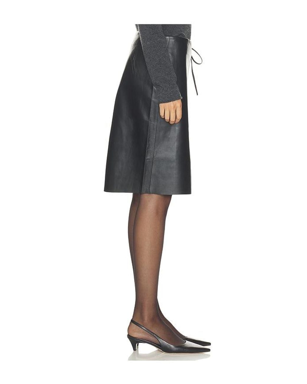 St. Agni Black Leather Everyday Wrap Skirt