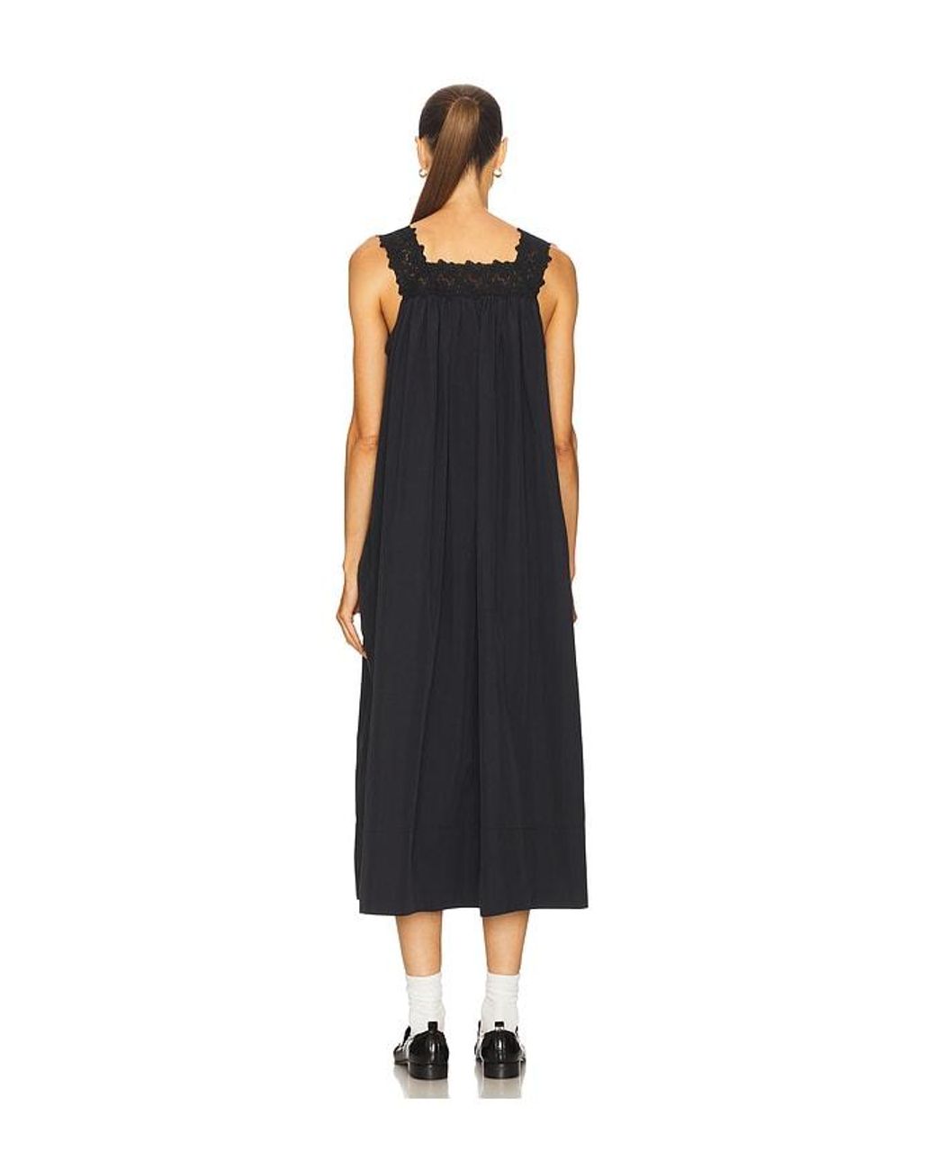 Helsa Blue Midi Dress With Lace