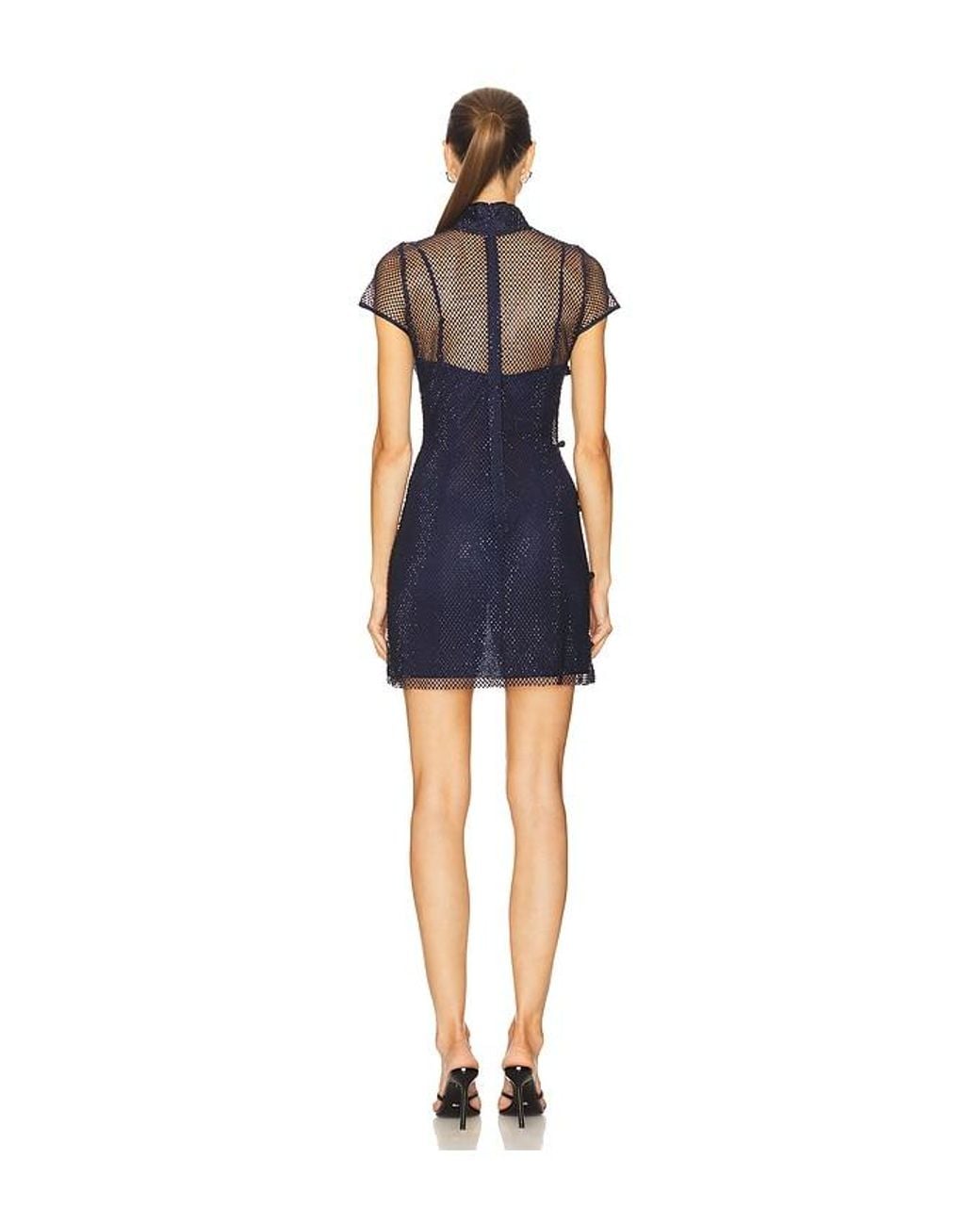 SAU LEE Blue Serena Crystal Mini Dress