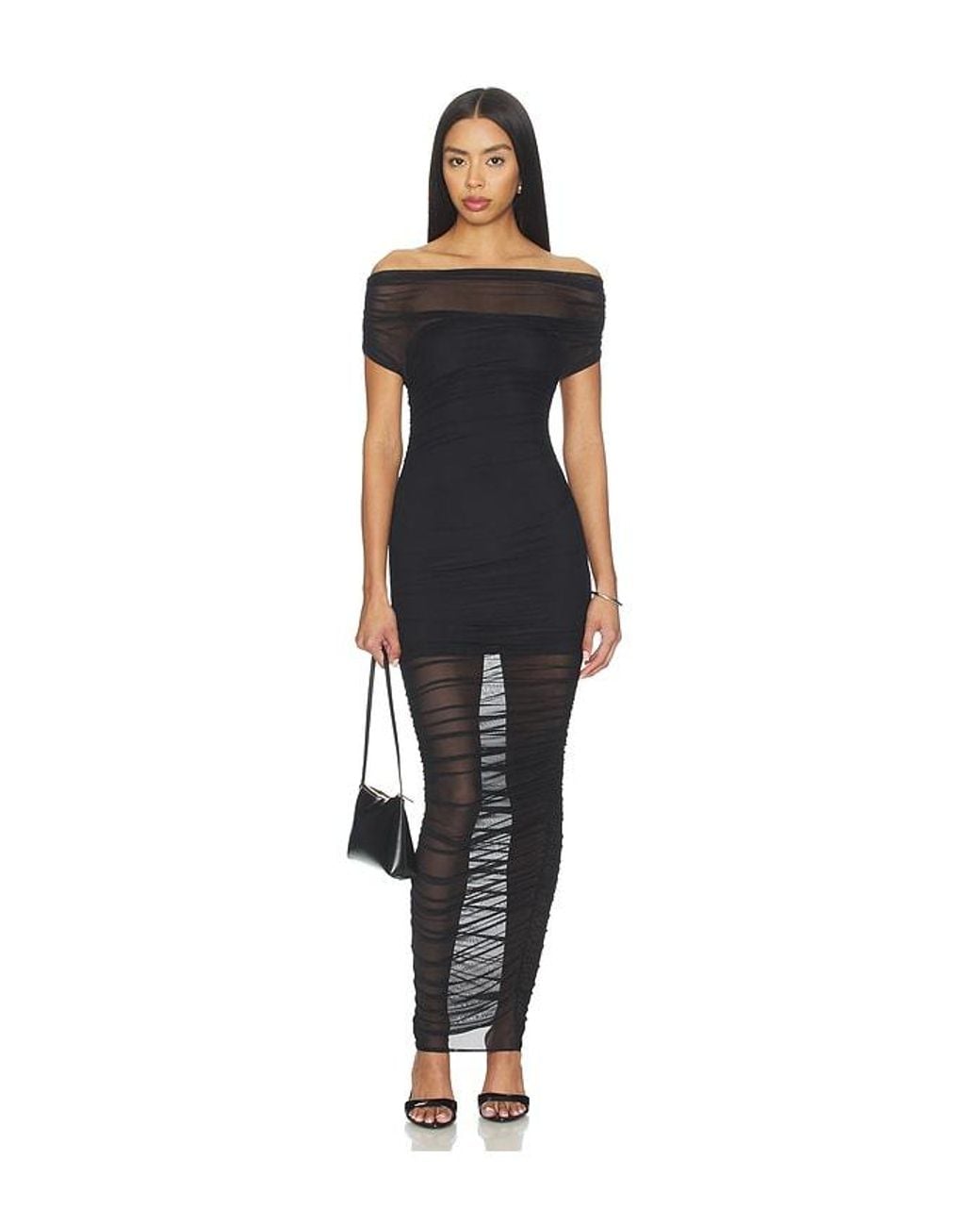 SER.O.YA Black Noel Mesh Midi Dress