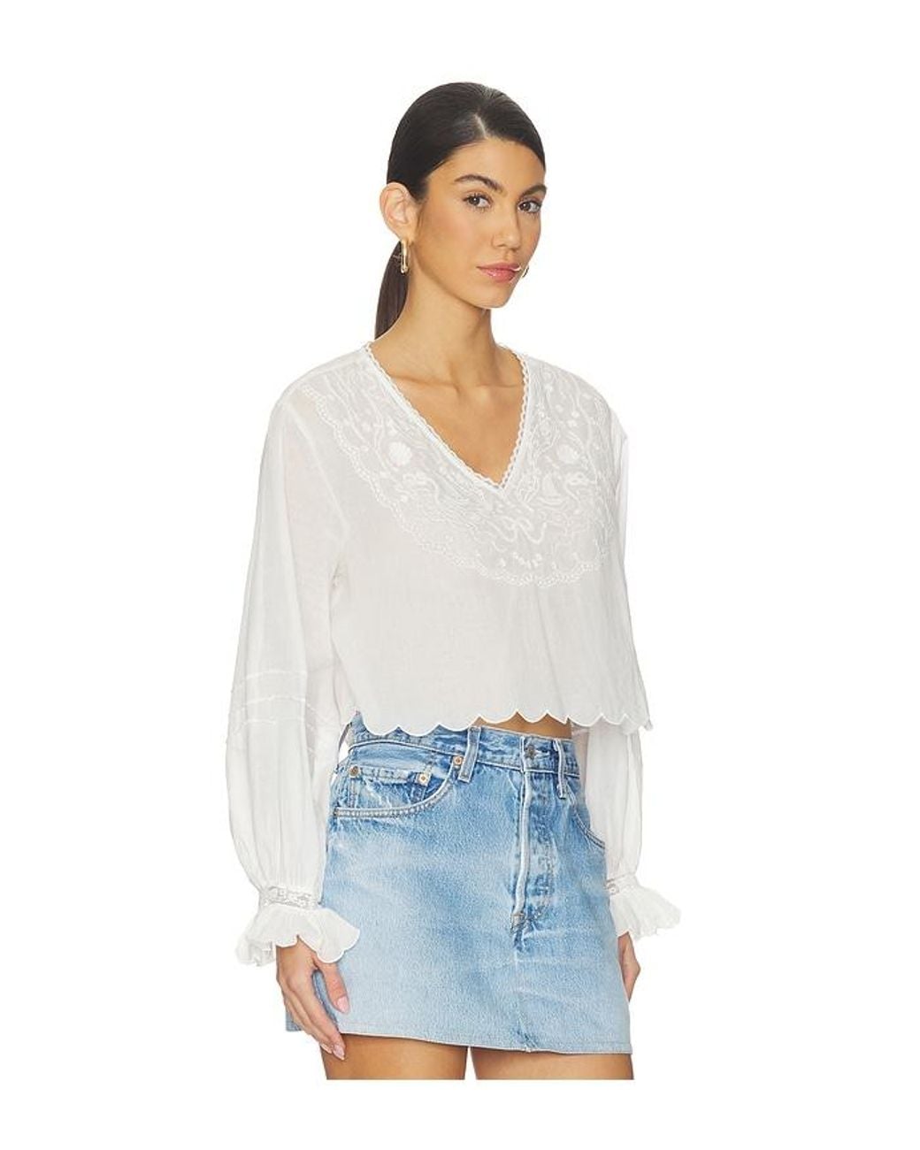 For Love & Lemons White Agnes Blouse