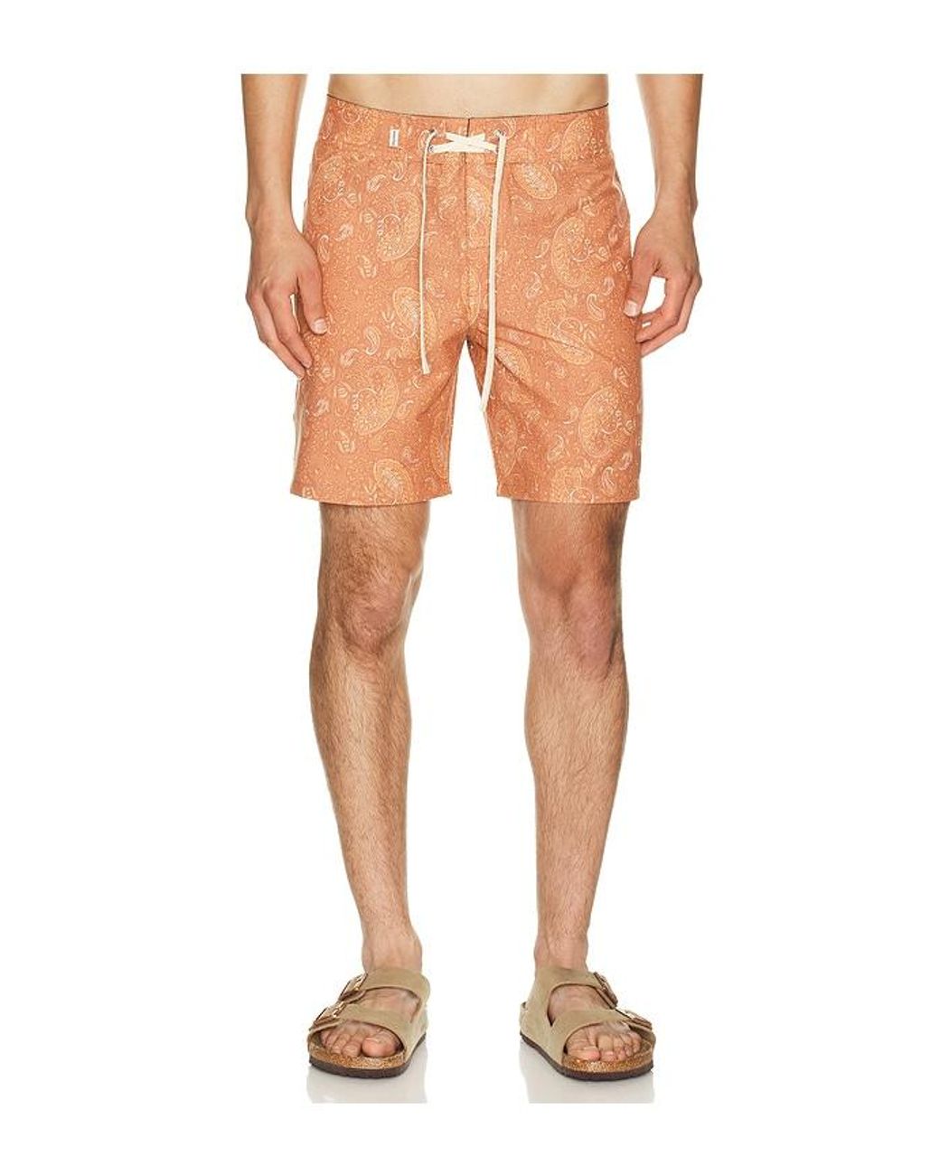 Rhythm Orange Tally Paisley Swim Trunk for men