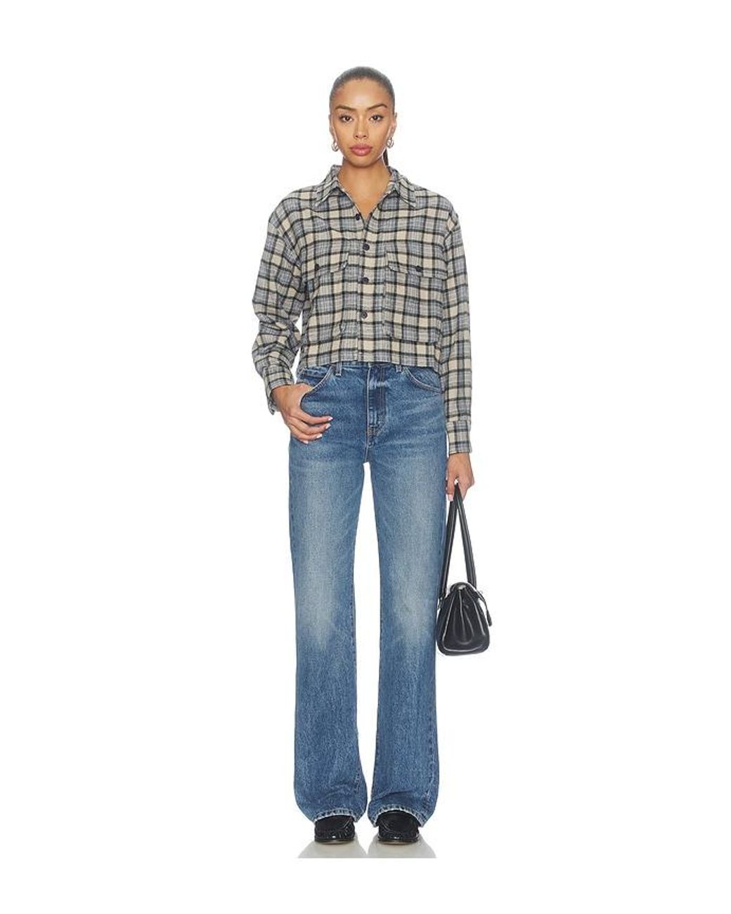 GOOD AMERICAN Blue The Patch Pocket Shirt