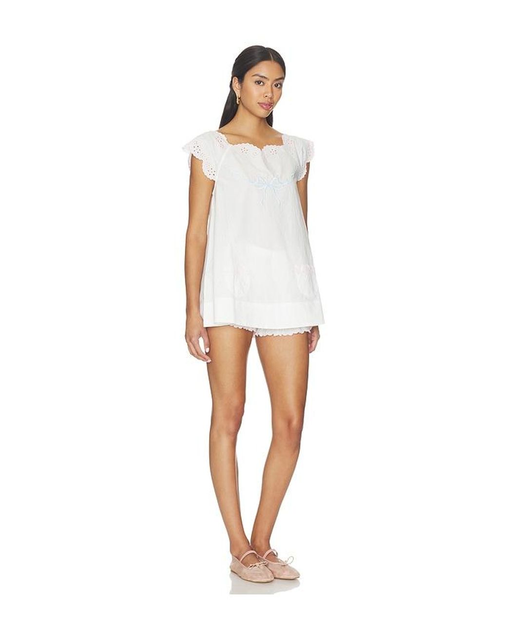 For Love & Lemons White Catherine Mini Dress And Bloomer