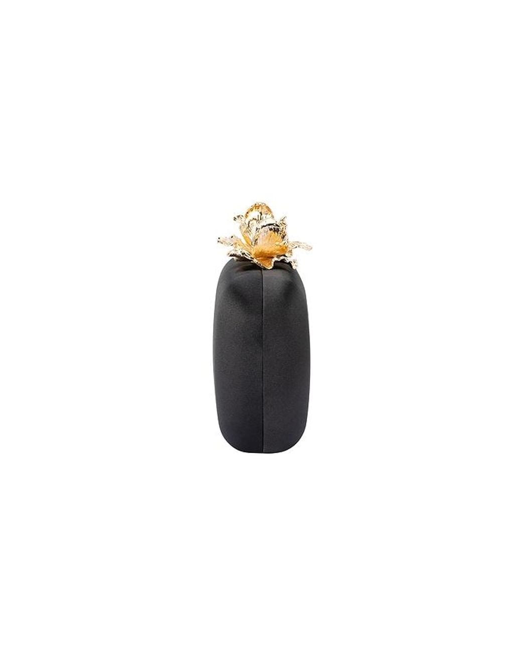 Olga Berg Black Adele Orchid Lock Clutch