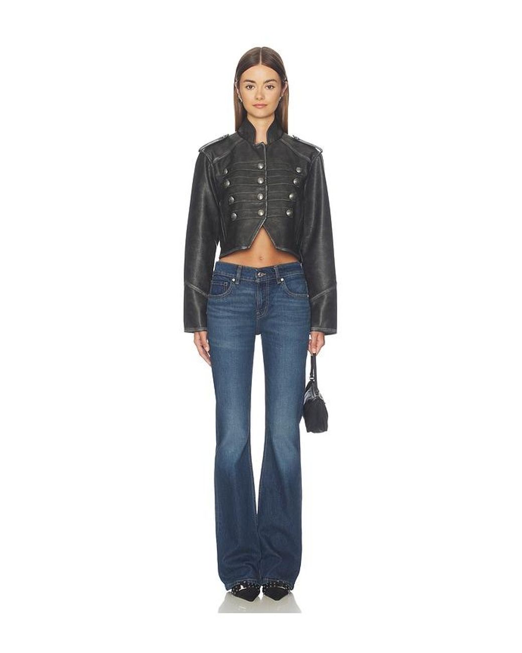 Free People Black X We The Free Ryland Faux Band Jacket