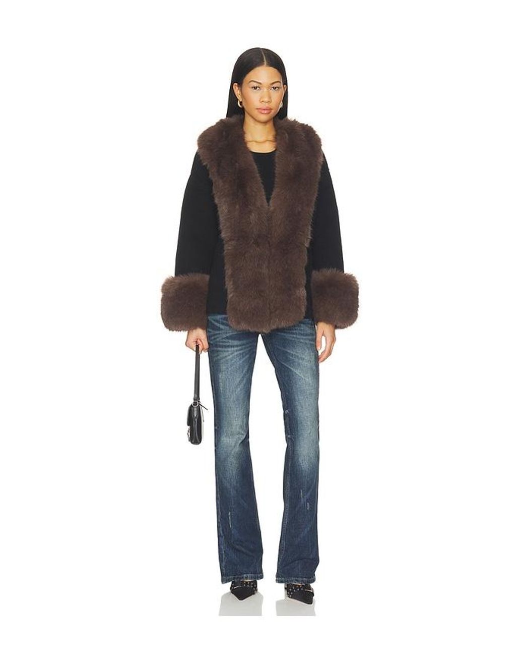MAJORELLE Brown Pierrette Faux Fur Cardigan