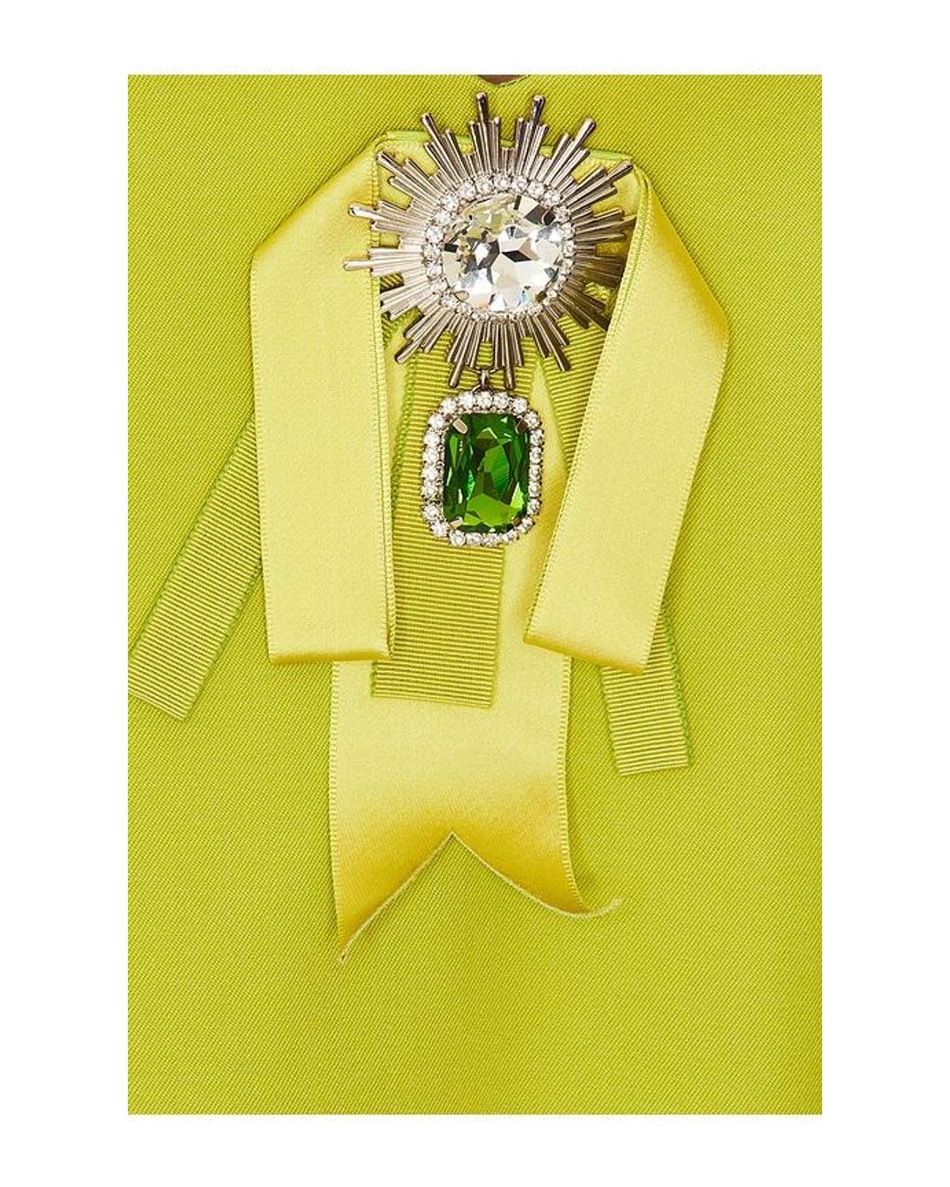 Area Yellow Crystal Embellished Bow Mini Dress