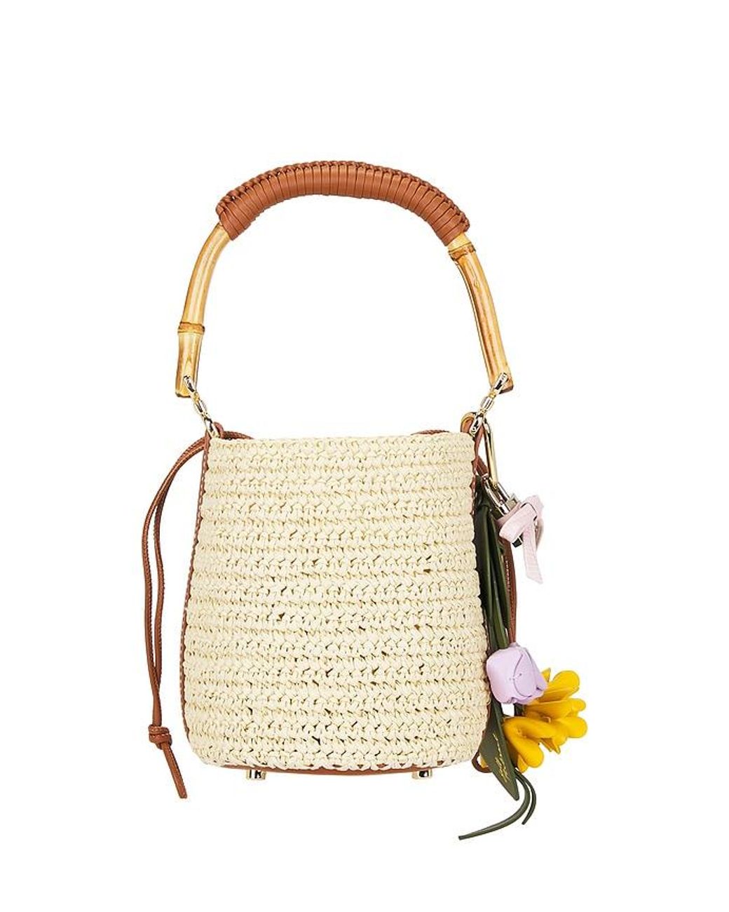 Self-Portrait Metallic Soft Raffia Bucket Bag