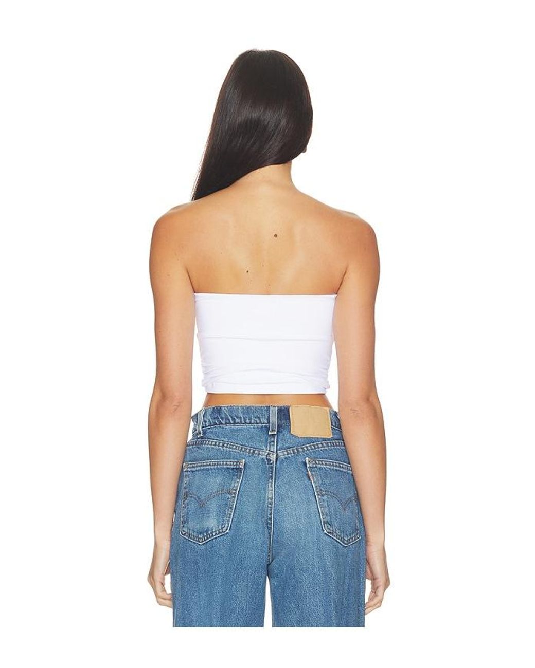 Susana Monaco White Wire Gathered Tube Top