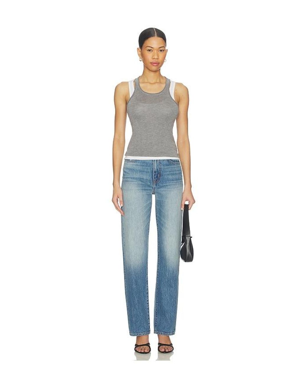SLVRLAKE Denim Blue London High Rise Straight Leg Jeans