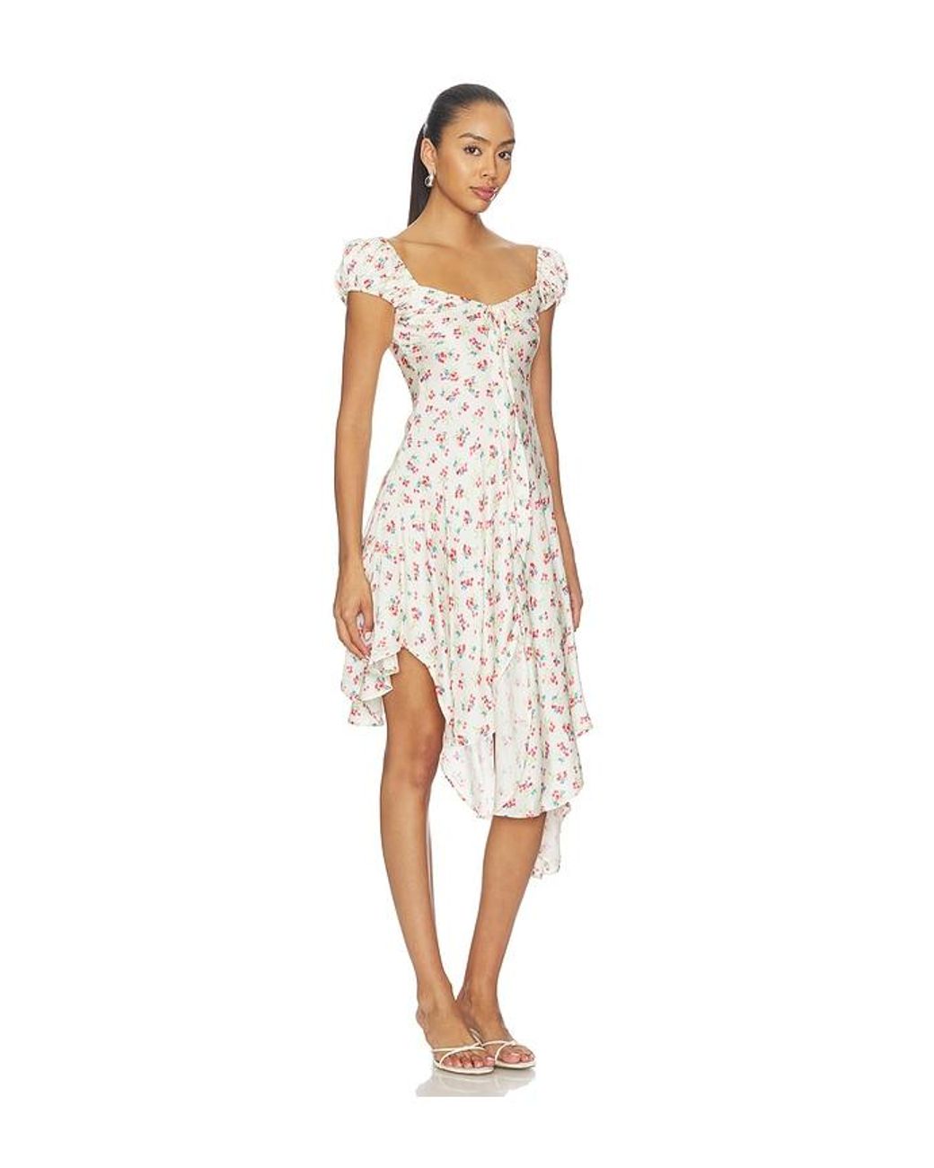 For Love & Lemons White Cherry Mae Midi Dress