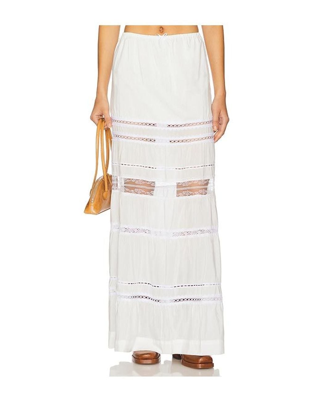 SWF White Tiered Lace Maxi Skirt
