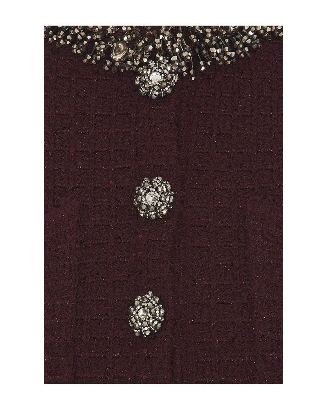 Self-Portrait Textured Knit Embellished Mini Dress