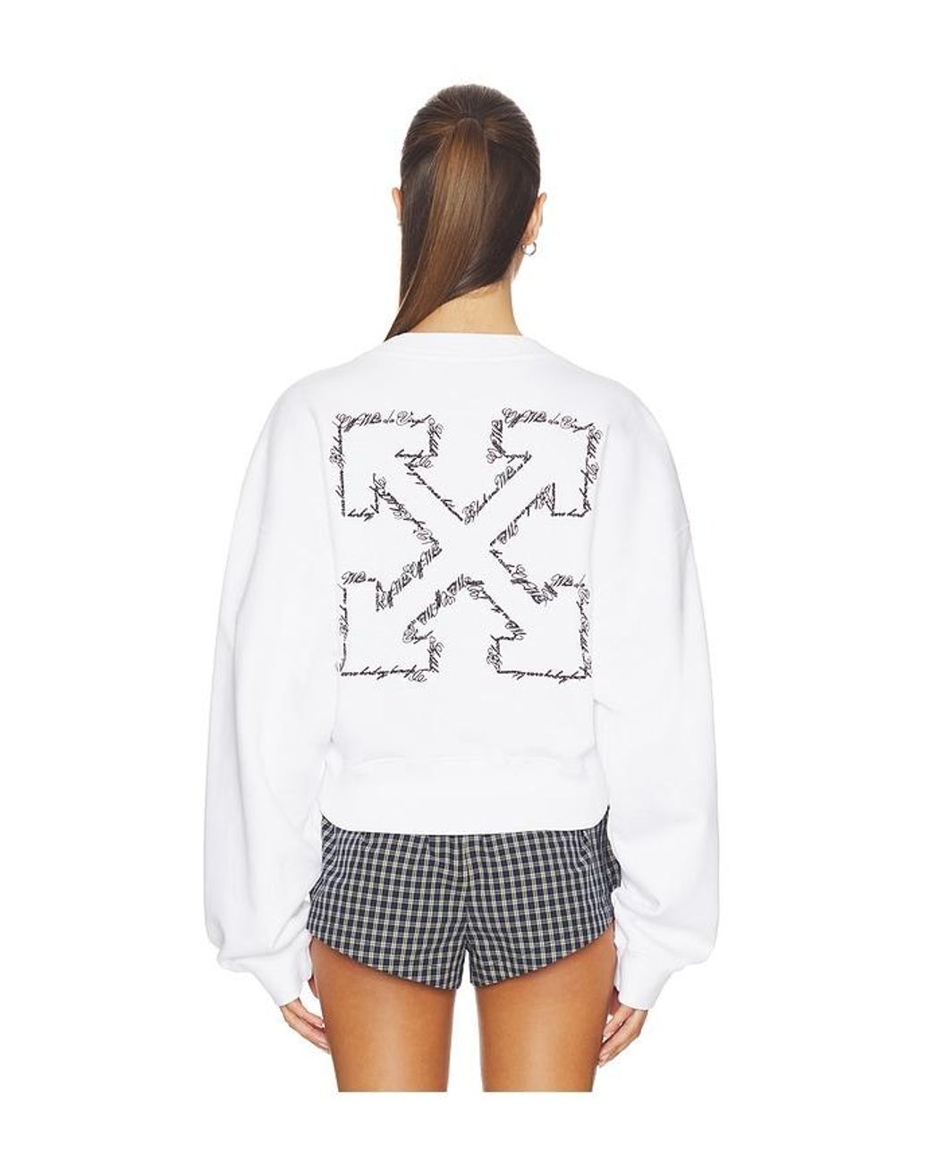 Off-White c/o Virgil Abloh White Embroidered Arrow Script Sweatshirt