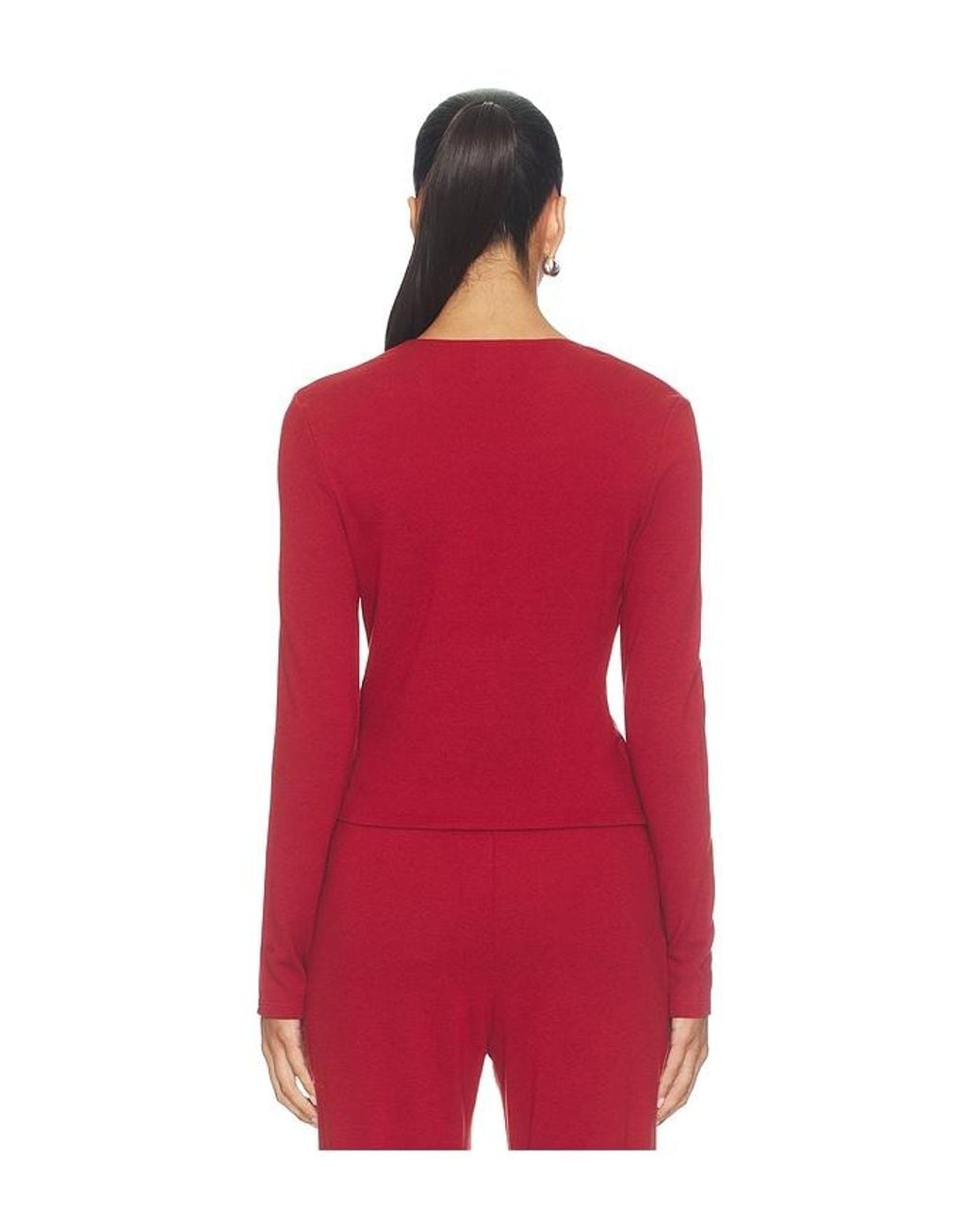 Leset Red Lauren Crop Wrap Top