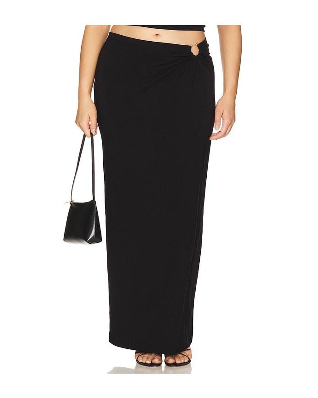 GOOD AMERICAN Black Stretch Jersey Maxi Skirt
