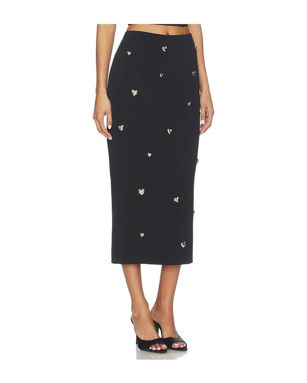 MILLY Black Heart Applique Maxi Skirt