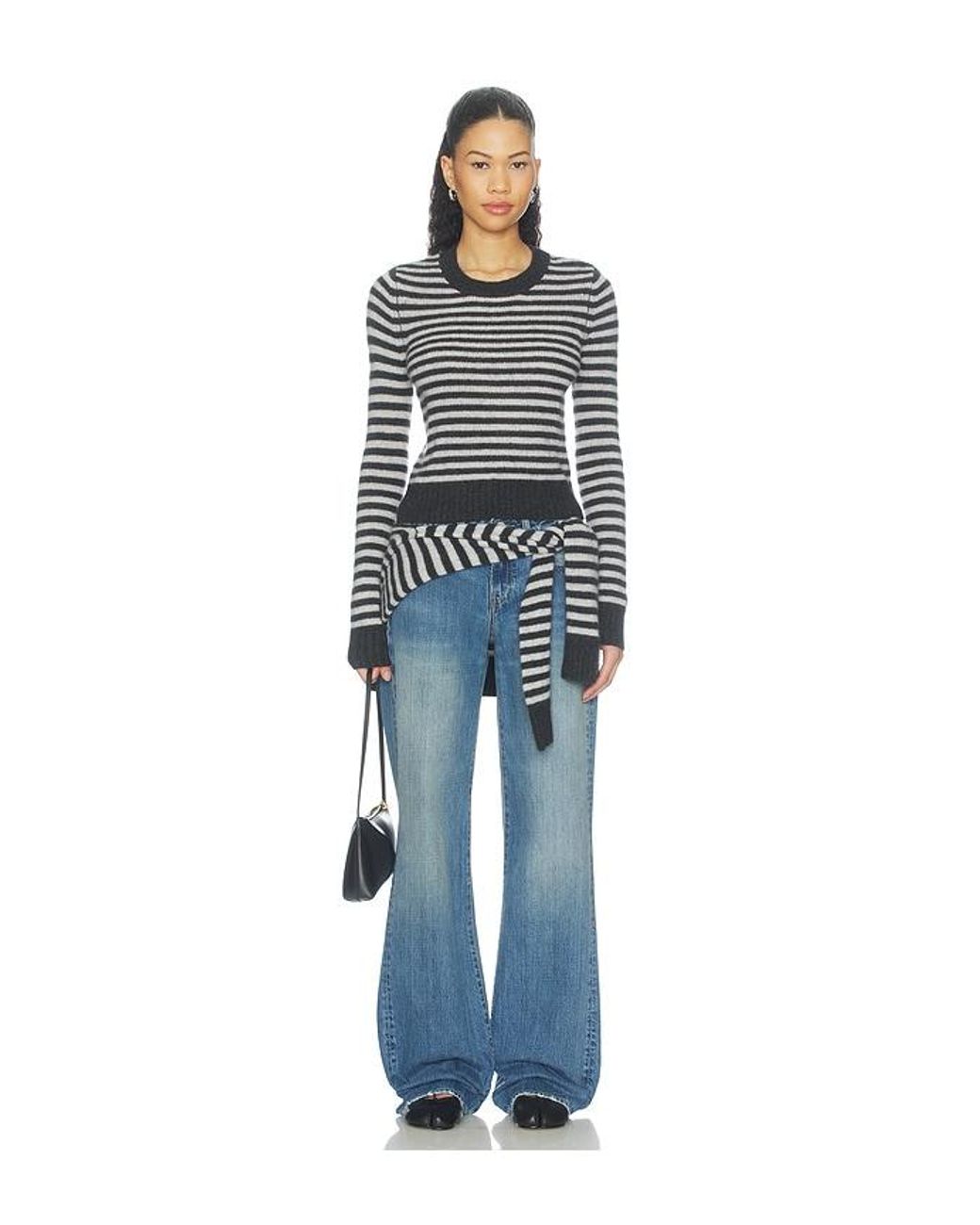 Enza Costa Multicolor Cashmere Shrunken Crewneck Sweater