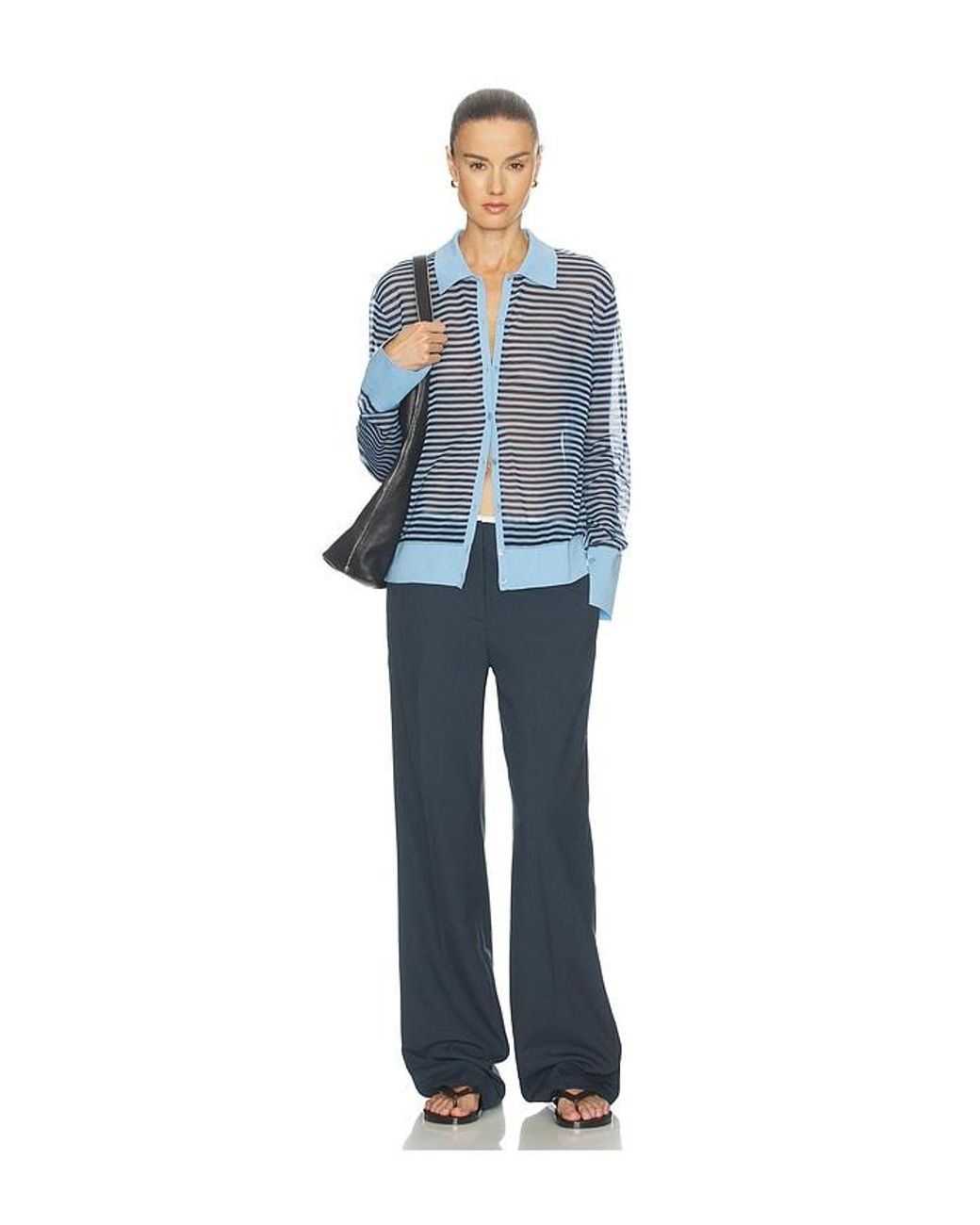 FRAME Blue The Collared Cardi