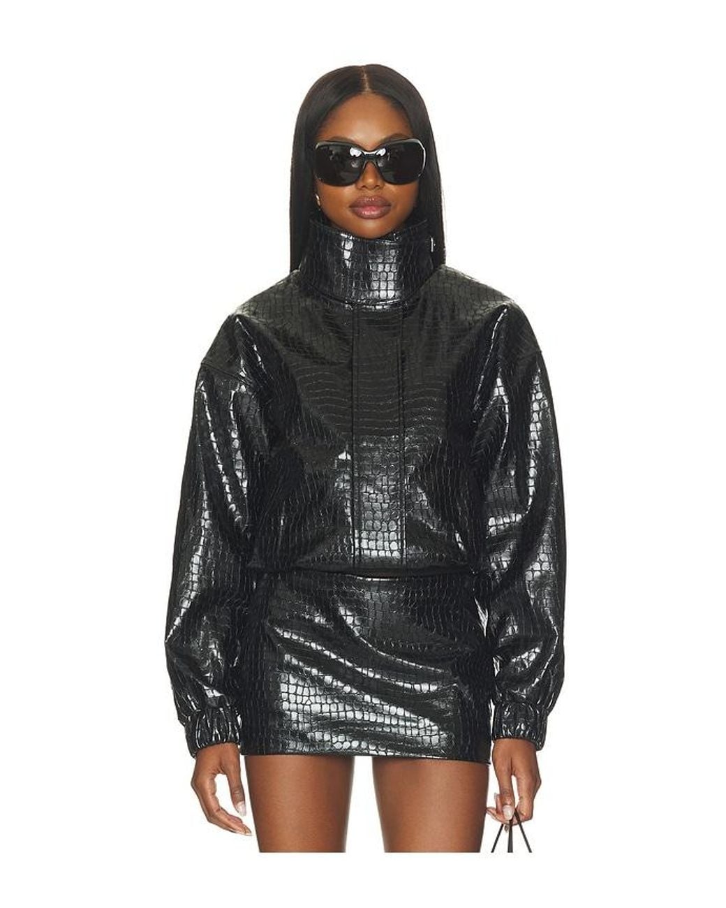Lovers + Friends Black X Hannah Lizzy Denise Faux Croc Jacket