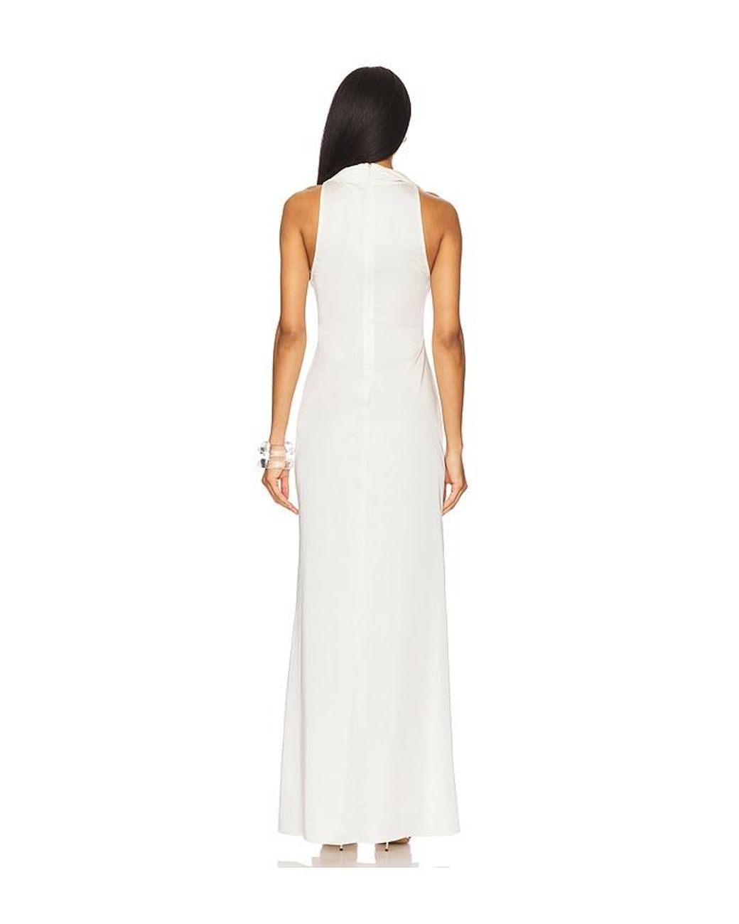 LAPOINTE White Kleid Aus Leichtem Satin Mit Wasserfallausschnitt