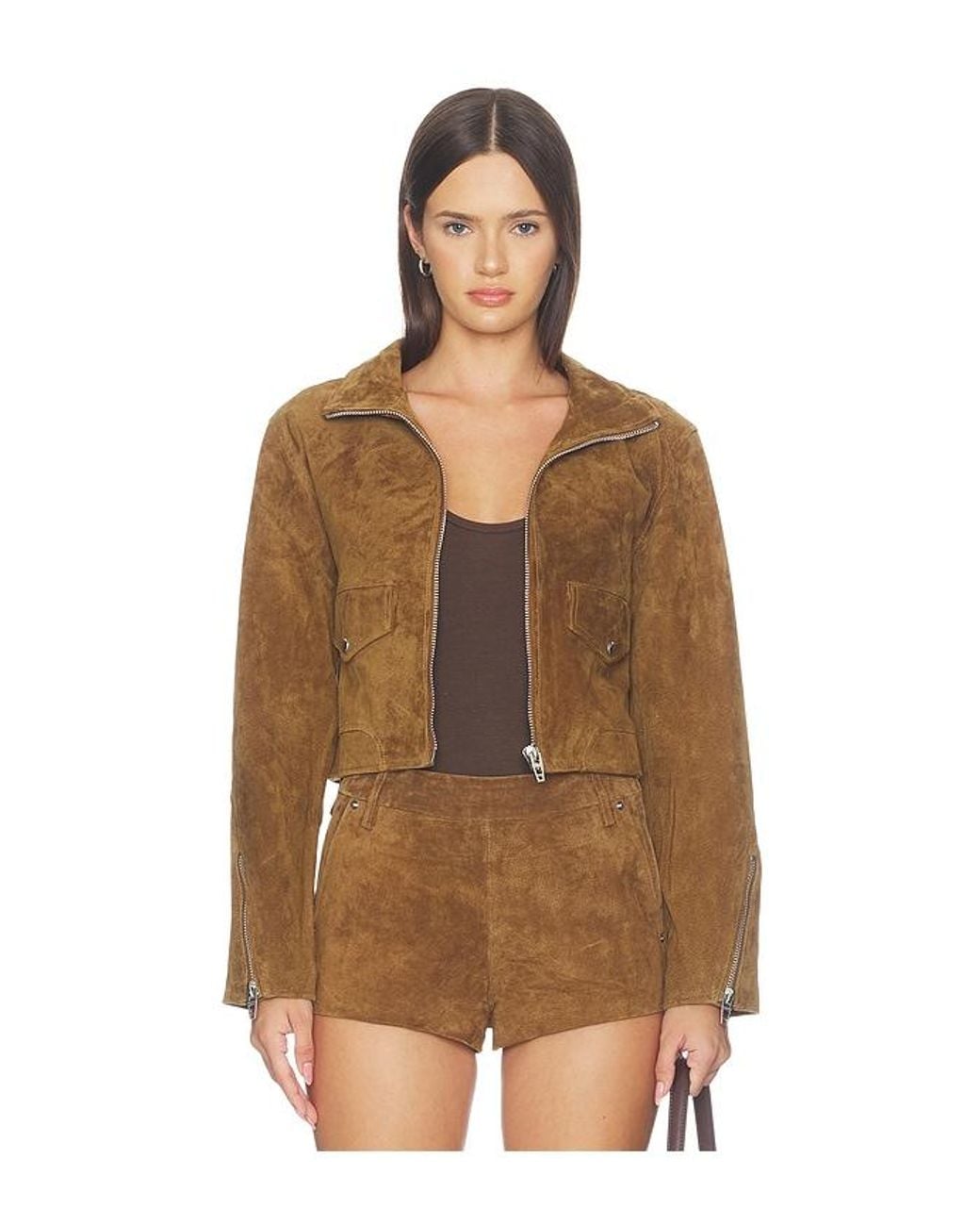 Blank NYC Brown Suede Moto Jacket
