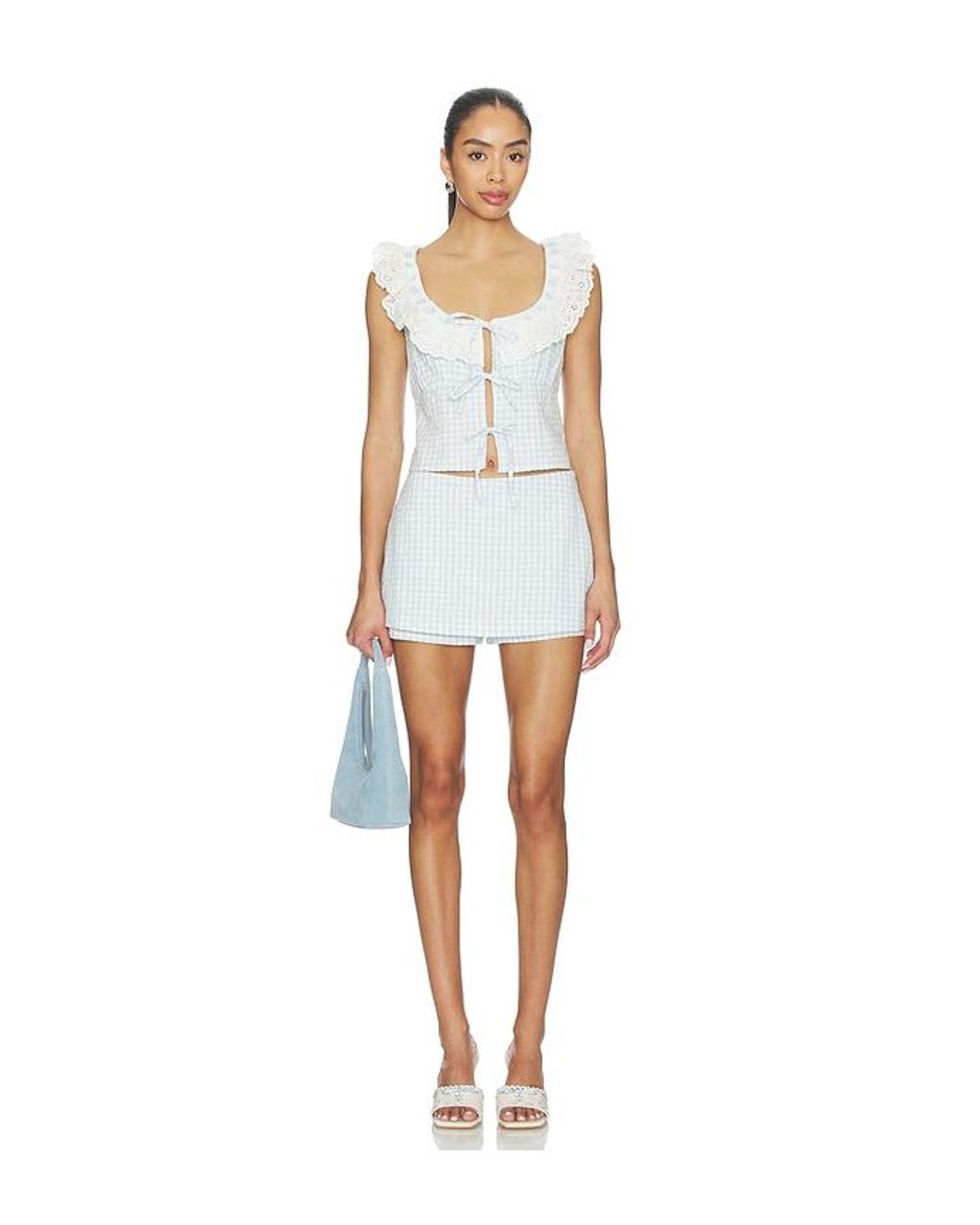 For Love & Lemons White Bradford Gingham Top