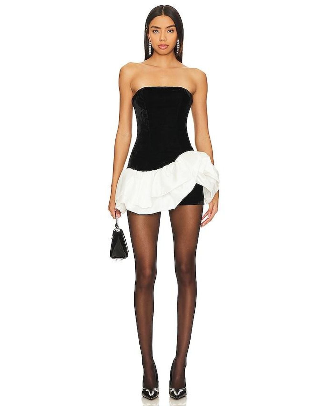 Nbd Black Ella Strapless Ruffle Dress