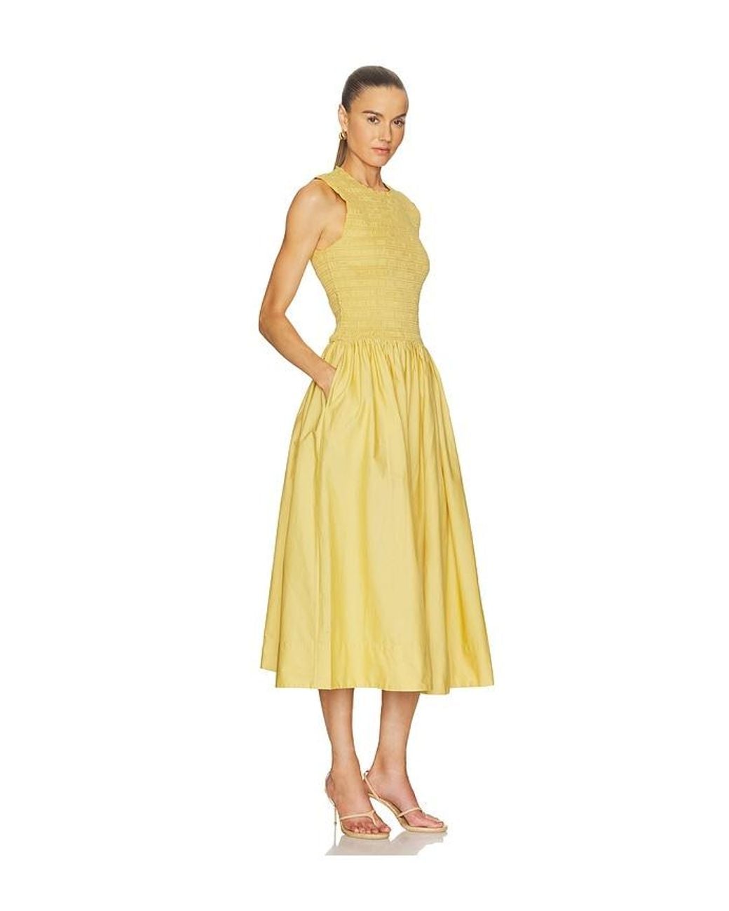 Pistola Yellow Gladys Smocked Bodice Dress