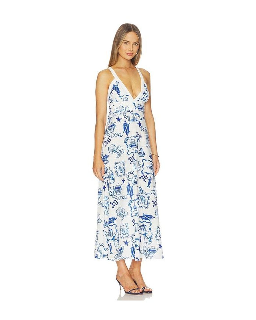 MINKPINK Blue Baci Cross Back Midi Dress