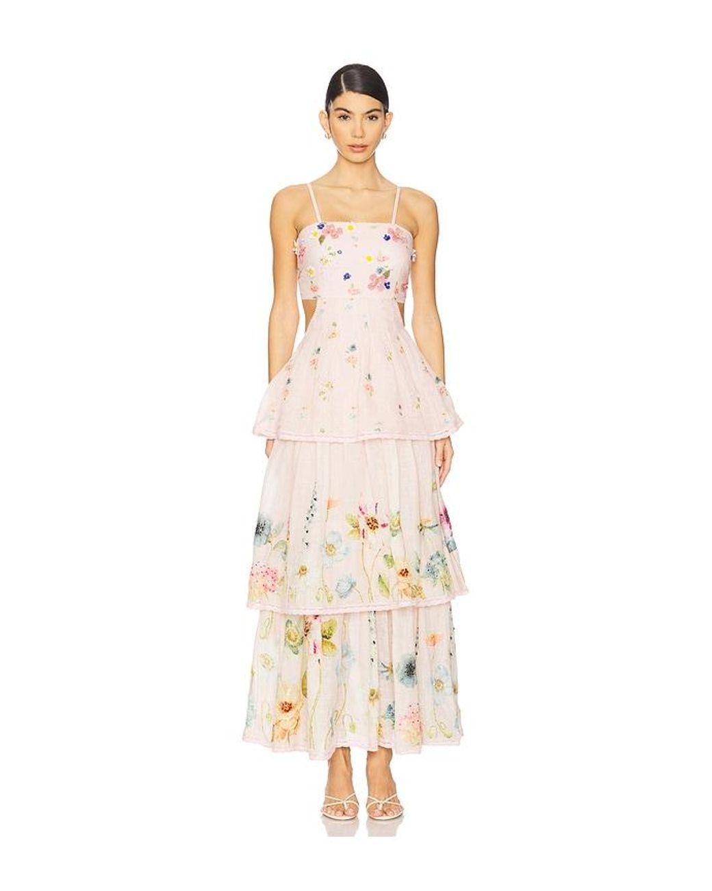 La Fuori White Garden Gala Tier Dress