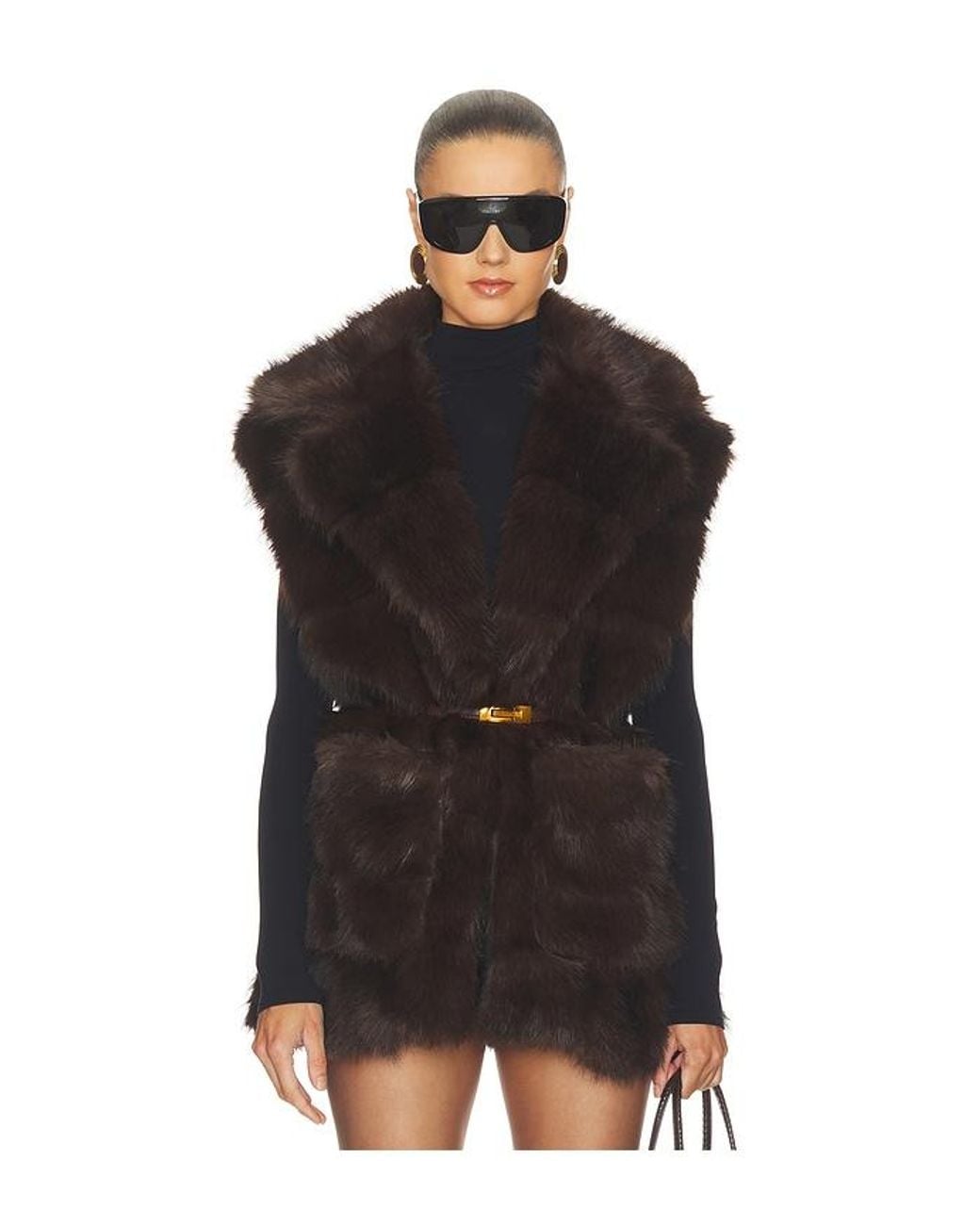 Bardot Black Brentley Faux Fur Vest