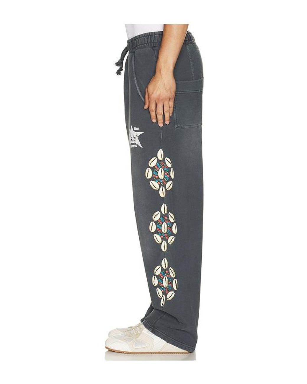 Barriers Worldwide Black Cowrie Shell Sweatpant for men