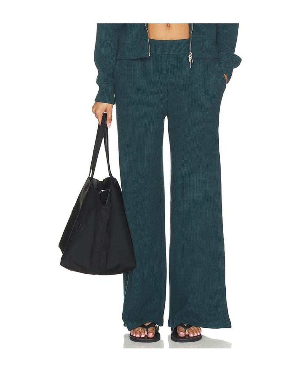 Beyond Yoga Blue Rest Day Waffle Wide Leg Pant