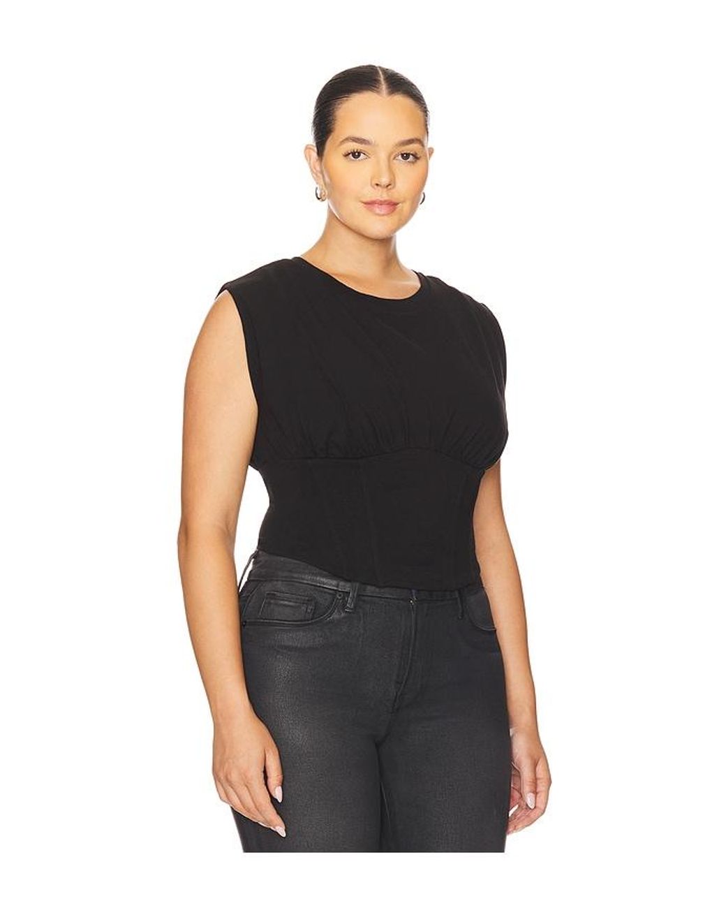 GOOD AMERICAN Black Sleeveless Corset Top