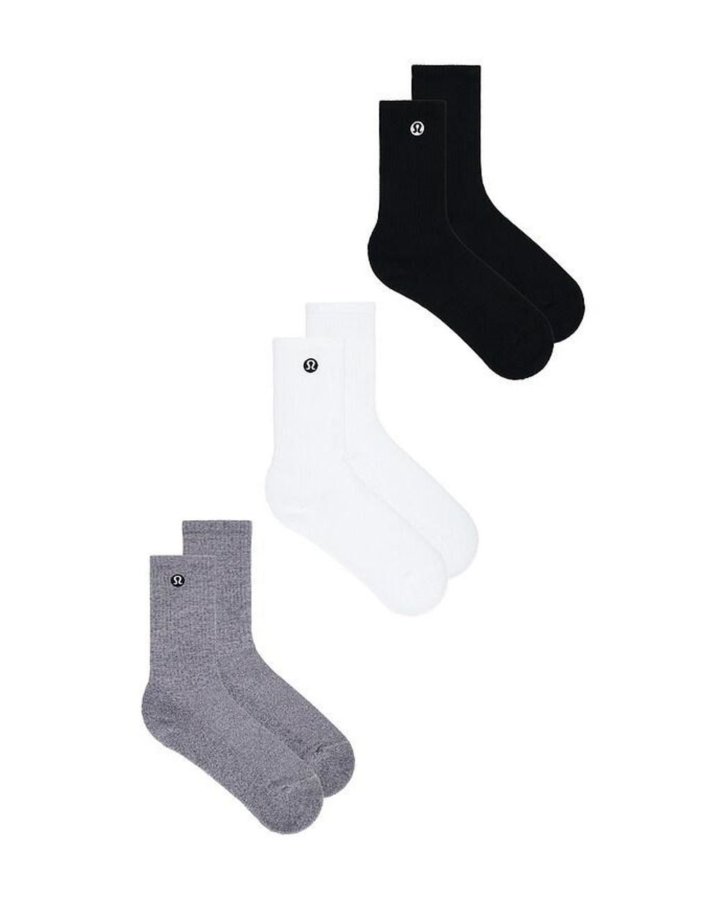 lululemon athletica Gray Daily Essential Socks 3 Pair for men