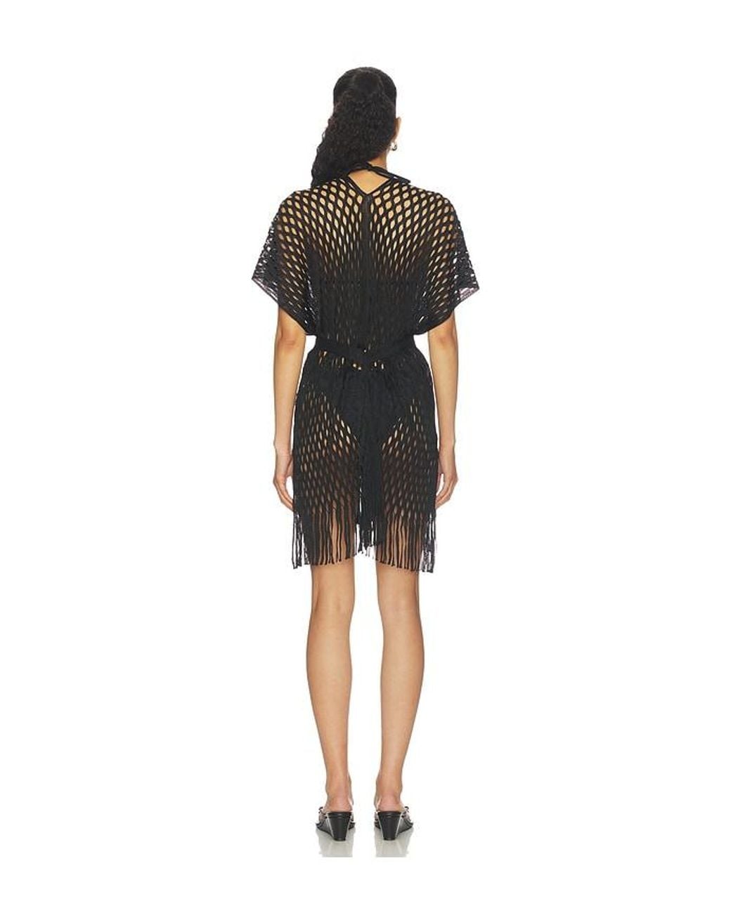 Luli Fama Black Caught Up Short Caftan