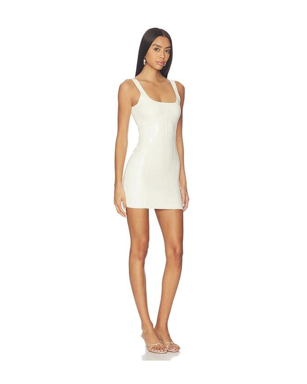 Fleur du Mal White Knit Bodycon Mini Corset Dress